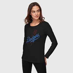 Лонгслив хлопковый женский Los Angeles Dodgers baseball, цвет: черный — фото 2