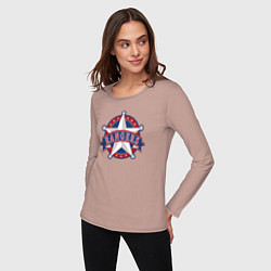 Лонгслив хлопковый женский Texas Rangers -baseball team, цвет: пыльно-розовый — фото 2