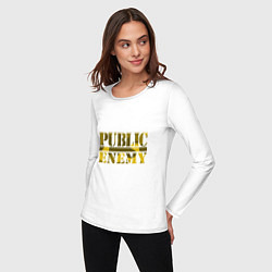 Лонгслив хлопковый женский Public Enemy Rap, цвет: белый — фото 2