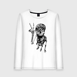 Лонгслив хлопковый женский Skeleton dude, цвет: белый
