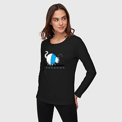 Лонгслив хлопковый женский Котик-спортик, цвет: черный — фото 2