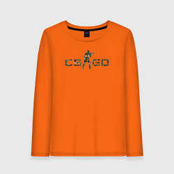 Лонгслив хлопковый женский Лого камуфляж, цвет: оранжевый