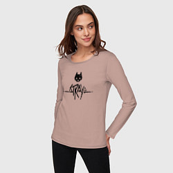 Лонгслив хлопковый женский Stray: Black Logo, цвет: пыльно-розовый — фото 2