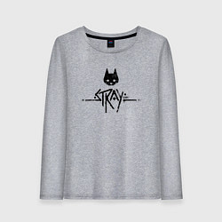 Лонгслив хлопковый женский Stray: Black Logo, цвет: меланж