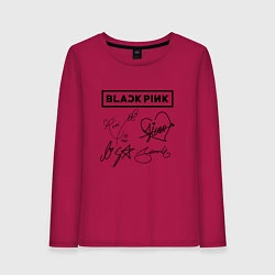 Лонгслив хлопковый женский BLACKPINK АВТОГРАФЫ ЧЁРНЫЙ БЛЭКПИНК, цвет: маджента