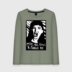 Лонгслив хлопковый женский We Are All Going to Die, цвет: авокадо