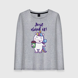 Лонгслив хлопковый женский Just drink it!, цвет: меланж