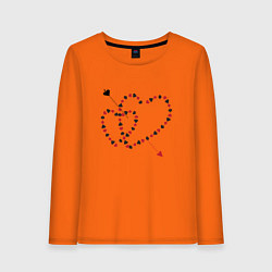 Лонгслив хлопковый женский Пронзенные стрелой сердца, цвет: оранжевый