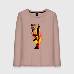 Лонгслив хлопковый женский CS GO Винтовка M4A4 HOWL, цвет: пыльно-розовый