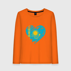 Лонгслив хлопковый женский Kazakhstan Heart, цвет: оранжевый