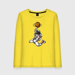 Лонгслив хлопковый женский Космический баскетболист, цвет: желтый