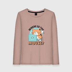Лонгслив хлопковый женский Где же мышка Программист поймет, цвет: пыльно-розовый