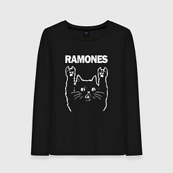 Лонгслив хлопковый женский RAMONES, РАМОНЕС, цвет: черный