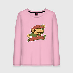 Лонгслив хлопковый женский Марио в прыжке, цвет: светло-розовый