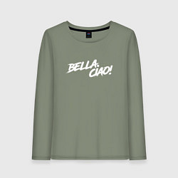 Лонгслив хлопковый женский БУМАЖНЫЙ ДОМ, BELLA CIAO!, цвет: авокадо