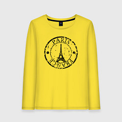 Лонгслив хлопковый женский Париж, Франция, Эйфелева башня, цвет: желтый