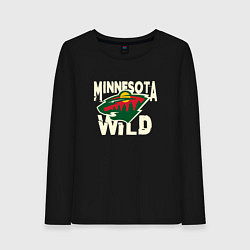 Лонгслив хлопковый женский Миннесота Уайлд, Minnesota Wild, цвет: черный