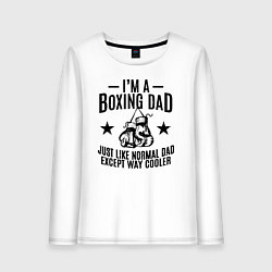 Лонгслив хлопковый женский Im a boxing dad, цвет: белый