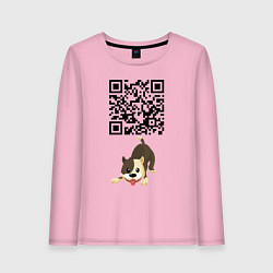 Лонгслив хлопковый женский Я люблю тебя! QR-code!, цвет: светло-розовый