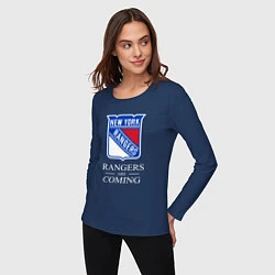 Лонгслив хлопковый женский Rangers are coming, Нью Йорк Рейнджерс, New York R, цвет: тёмно-синий — фото 2