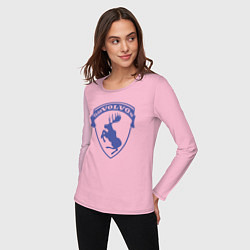 Лонгслив хлопковый женский VOLVO логотип синий, цвет: светло-розовый — фото 2
