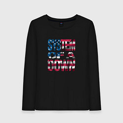 Лонгслив хлопковый женский System of a Down Флаг США, цвет: черный