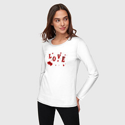 Лонгслив хлопковый женский Рубиновая Надпись Любовь Love, цвет: белый — фото 2