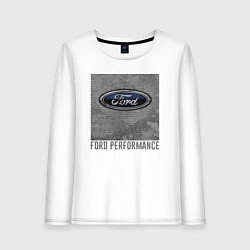 Лонгслив хлопковый женский Ford Performance, цвет: белый
