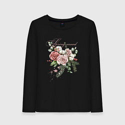 Лонгслив хлопковый женский Spring mood Flower, цвет: черный