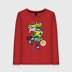 Лонгслив хлопковый женский Diet Zombie Pop Sugar free Pop art, цвет: красный