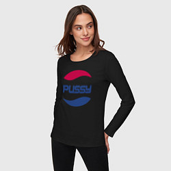 Лонгслив хлопковый женский Pepsi Pussy, цвет: черный — фото 2