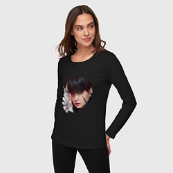 Лонгслив хлопковый женский Agust D SUGA BTS, цвет: черный — фото 2