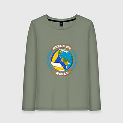 Лонгслив хлопковый женский World - Volleyball, цвет: авокадо