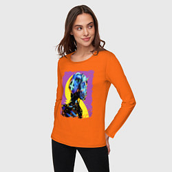 Лонгслив хлопковый женский Cyber fashion skull 2028, цвет: оранжевый — фото 2