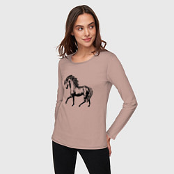 Лонгслив хлопковый женский Мустанг Лошадь, цвет: пыльно-розовый — фото 2