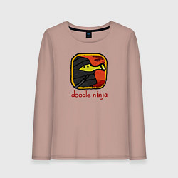 Лонгслив хлопковый женский Doodle ninja, цвет: пыльно-розовый