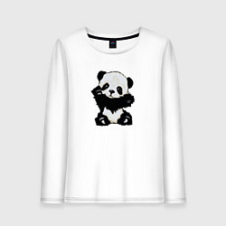 Лонгслив хлопковый женский Cute Baby Panda, цвет: белый