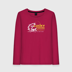 Лонгслив хлопковый женский Счастливая рыбацкая футболка не стирать, цвет: маджента