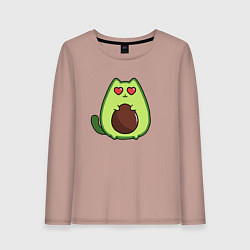 Лонгслив хлопковый женский Avo cat o влюбился, цвет: пыльно-розовый