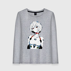 Лонгслив хлопковый женский Рей Аянами Rei Ayanami Ева Евангелион, цвет: меланж