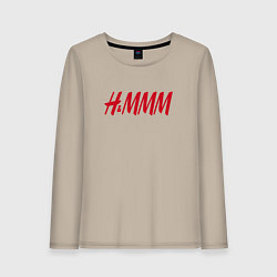 Лонгслив хлопковый женский H&MMM LOGO, цвет: миндальный