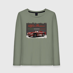 Лонгслив хлопковый женский Alfa Romeo Retro, цвет: авокадо