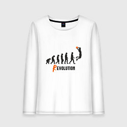 Лонгслив хлопковый женский Баскетбольная революция, цвет: белый