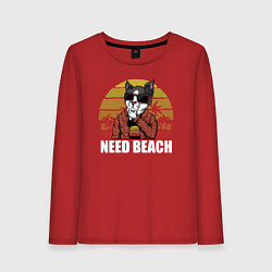 Лонгслив хлопковый женский Need Beach, цвет: красный