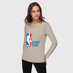Лонгслив хлопковый женский NBA Game Time, цвет: миндальный — фото 2