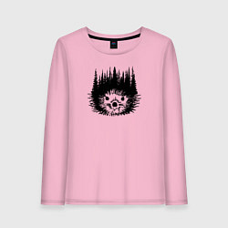 Лонгслив хлопковый женский Ёжик и лес, цвет: светло-розовый