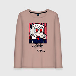 Лонгслив хлопковый женский HELLTAKER HORNY JAIL, цвет: пыльно-розовый