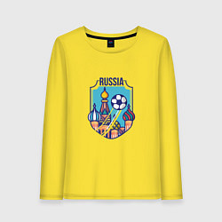 Лонгслив хлопковый женский Football - Russia, цвет: желтый