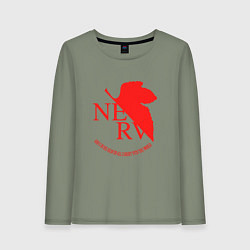 Лонгслив хлопковый женский Nerv в Neon Genesis Evangelion, цвет: авокадо