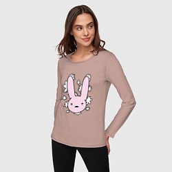 Лонгслив хлопковый женский Bad Bunny Floral Bunny, цвет: пыльно-розовый — фото 2
